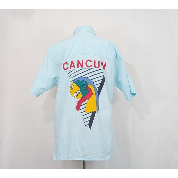 Vintage 90s Shirt Aqua Cancun Mexico Parrot Vacation Men's Size S Loritos - Picture 4 of 8